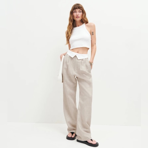 Reformation | Stevie Linen Pant - White / Oat - Picture 1 of 7